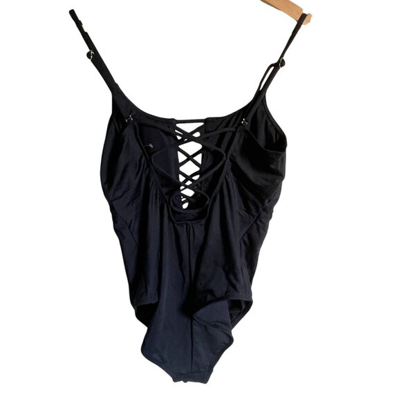 New! La Blanca Black One Piece Swimsuit Tummy Control Convertible Straps Lined C - Picture 4 of 8